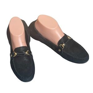 AGL Black metallic suede loafers size 39.5